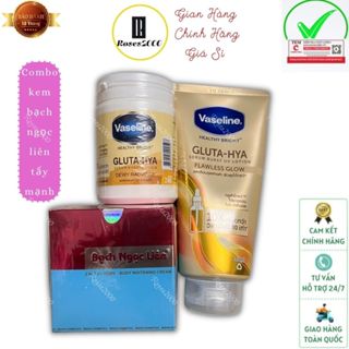 COMBO 3 MÓN Siêu dưỡng trắng Kem body bạch ngọc liên + vaseline x10 + kích trắng vaseline( Hàng Chuẩn )