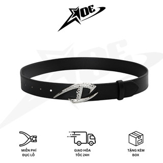 (Có sẵn) AOE STUDIO - Thắt lưng nam nữ chất da PU cao cấp logo hợp kim I đính đá phong cách Y2K Unisex
