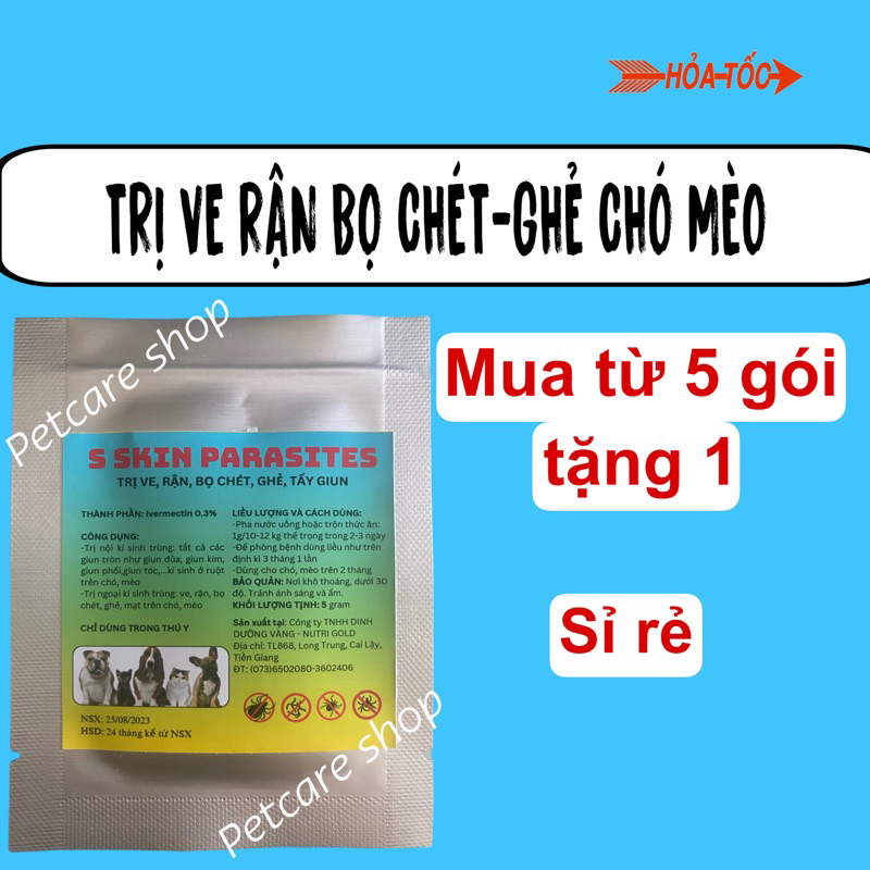 Bột Trộn TĂ Diệt Ve Rận-Bọ Chét Chó Mèo Hiệu Quả, An Toàn