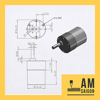 Động cơ giảm tốc DC-24V - Trục 6mm