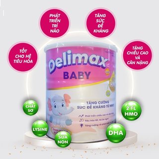 Sữa bột Delimax Baby 900g - tăng cường sức đề kháng từ HMO cho trẻ từ 0 - 12 tháng tuổi.