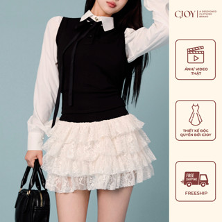 Chân váy ren trendy trắng kem nhiều tầng CJOY thiết kế dáng ngắn tiểu thư sang chảnh Rosalie Skirt
