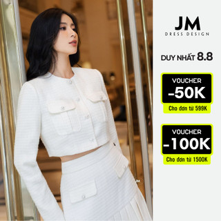 Jm dress design - áo tweed cổ tròn , túi ốp 5t10.2210tw