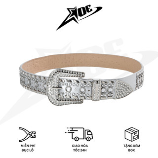 (Có sẵn) AOE STUDIO - Thắt lưng nam nữ da PU cao cấp Y2K dây nịt cao cấp đính màu xám bạc phong cách Gothic.