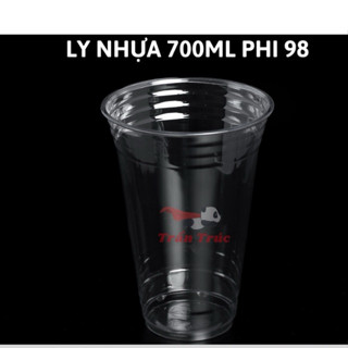 Combo 50 Ly nhựa 700ml nhựa pet kèm nắp bằng/nắp cầu dùng đựng trà sữa, nước ép phi 98- trần trúc