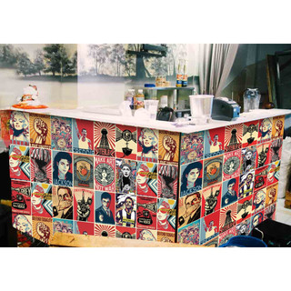 Decal decor vintage poster dán tường trí nội thất quầy bar, tiệm trà chanh 1000