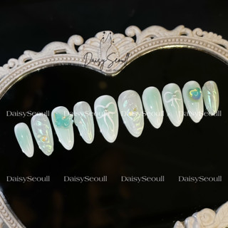 Nail box thiết kế màu xanh mint vẽ nơ