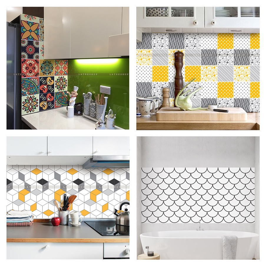 Decal dán kính bếp tường dán nhà tắm decor chịu nhiệt dễ lau chùi đề can loại 1- 000
