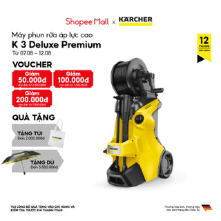 Máy xịt rửa xe Karcher K3 deluxe premium động cơ từ công suất 1600w áp lực 20-120 bar, lưu lượng nước 380l/h màu vàng