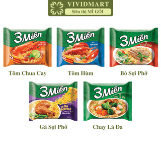 [GÓI LẺ] - UNIBEN - Mì 3 miền 5 vị: Tôm Chua Cay, Chay Lá Đa, Tôm Hùm, Gà Sợi Phở, Bò Sợi Phở (65g/gói) - Mì gói 3 miền