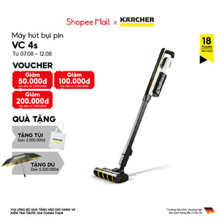 Máy hút bụi cầm tay dùng pin Lithium-ion Karcher VC 4s với đầu hút xoáy 180 độ- công suất hút 15000 Pa - màu trắng