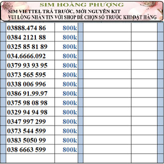 Sim số đẹp viettel đồng giá 800k