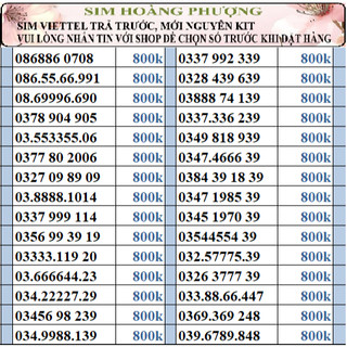 Sim số đẹp viettel đồng giá 800k