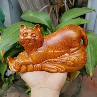 Tượng con mèo gỗ hương 20 cm