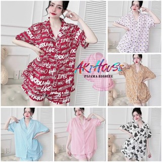 Đồ bộ Pijama quần đùi lụa Hàn cao cấp mềm mát 50-100kg - Aki House Pijama