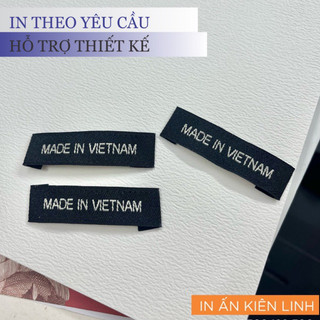 100 Mác dệt vải Made in Vietnam màu đen trắng, cắt gập sẵn không tưa chỉ, mác không phai màu