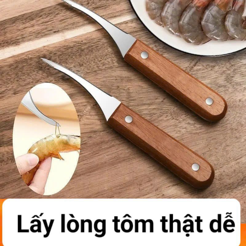 Dao rạch lưng tôm, lấy chỉ tôm, lòng tôm
