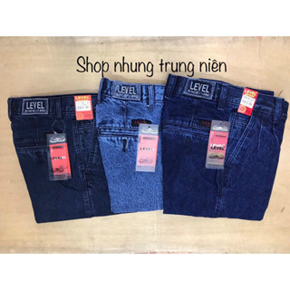 Quần Jean Nam Trung Niên Dáng Thụng 2 Ly, Túi Chéo, Ống Rộng Cao Cấp-ẢNH THẬT