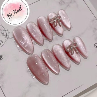 Nail box móng úp thiết kế  móng tay giả mắt mèo màu Hồng thạch  nail ngắn  nails box cô dâu 