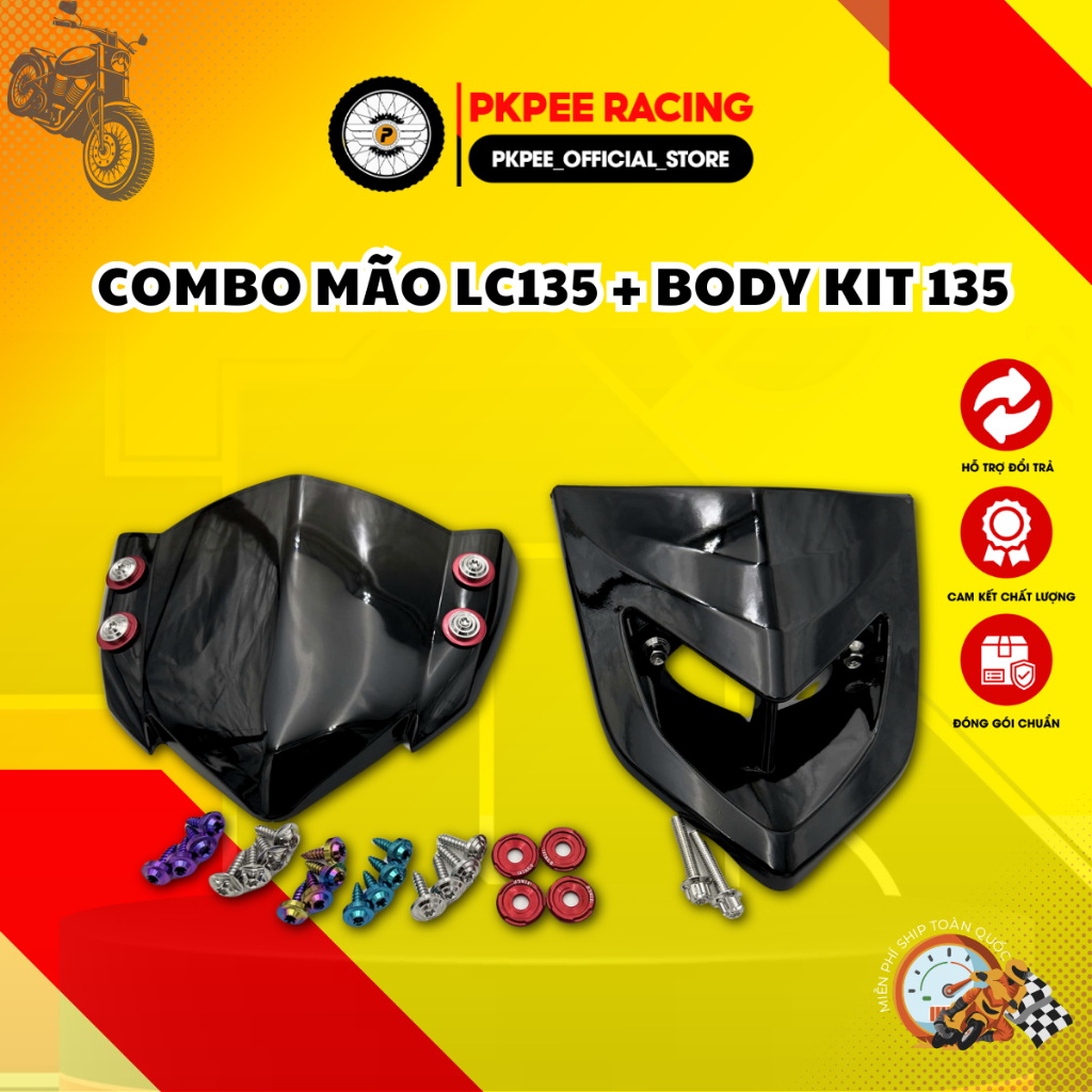Combo Mão + Body Kit (Tặng Ốc Salaya Inox 304 + Long Đền Nhôm Đỏ) Exciter 135, LC135  Phụ Kiện Xe PK