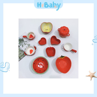 Combo Chén Sứ Bát sứ ăn dặm Màu đỏ nhiều món ☘Freeship☘