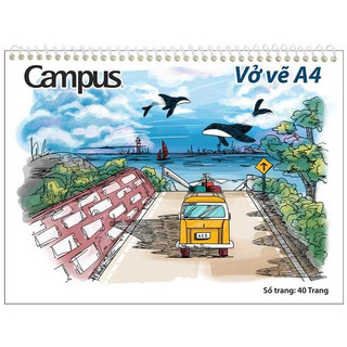 Vở vẽ lò xo a4 campus skb-a4-40-1 gáy lò xo nhựa an toàn