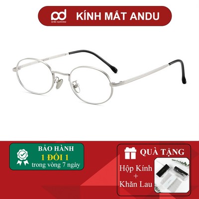 Gọng kính cận thời trang nam nữ ANDU dáng oval chống tia UV chất liệu kim loại phong cách Y2K - 8022