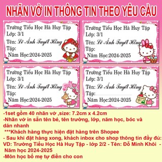 Nhãn vở Hello Kitty - nhãn dán Hello Kitty cute (combo 80 nhãn vở)