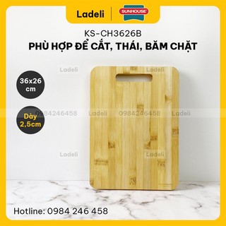 Thớt tre tự nhiên sunhouse ks-ch3626b kháng khuẩn 36x26cm
