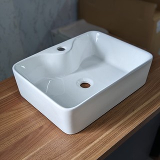Chậu rửa mặt - Lavabo chữ nhật đặt bàn 609 (KT 48x37cm)