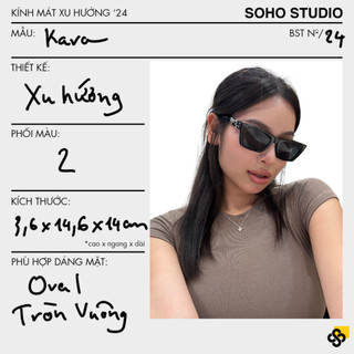  Kính mát nam nữ thời trang GARDE 2024 thiết kế KARA mới Soho Studio gọng chữ nhật dễ đeo có chống tia UV