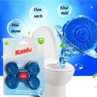 [HOT MUA 4 ĐƯỢC 5] Vỉ 4+1 viên tẩy làm thơm bồn cầu Hando thế hệ mơi 1600 lần sử dụng