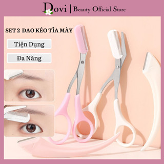 Bộ 2 Dao Kéo Cắt Tỉa Lông Mày, Cạo Râu , Cạo Lông Mặt Tiện Dụng