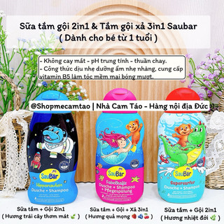 Sữa tắm, gội, xả Saubar Đức dành cho bé trai - bé gái 250ml