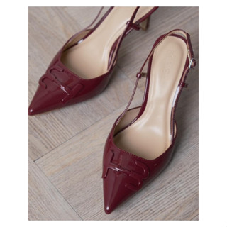 [ Bohee ] Giày cao gót mũi nhọn quai cài logo bohee  màu đỏ - GD70