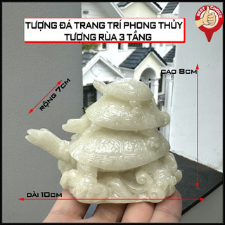 [Tượng Rùa phong thủy] Tượng đá trang trí Rùa phong thủy - Chiều Cao 8cm - Màu đá trắng Đá non nước