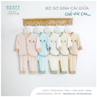  Bộ sơ sinh cài thẳng chất liệu vải gỗ sồi tự nhiên mềm mịn cho bé sơ sinh