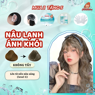 NÂU LẠNH ÁNH KHÓI AMIHAIRS [Tặng kèm 5 quà], Thuốc Nhuộm Tóc tại nhà chất lượng cao Nâu Lạnh Ánh Khói Amihairs