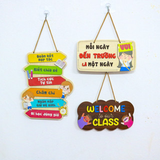 Bảng gỗ trang trí lớp học, trường học treo tường, treo cửa, trang trí cùng báo tường