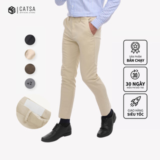 Quần tây nam phối lưng thun ẩn CATSA  chất liệu Khaki cotton dày dặn QTD088-089-090-091-092