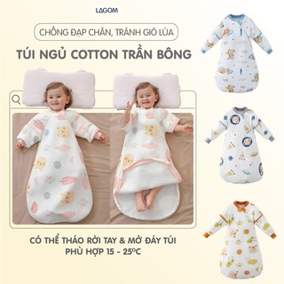 [15-25độ] Túi Ngủ Cho Bé Cotton Trần Bông Ấm Áp, Dạng Áo (Video + Ảnh Thật)
