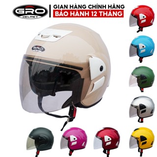 Mũ Bảo Hiểm 3/4 đầu GRO Helmet V2 có kính, kiểu dáng Honda trẻ trung cho nam và nữ, khóa kim loại chắc chắn - Nhiều màu
