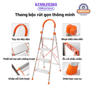 Thang gấp gọn thông minh bậc 3-7 thang chữ a nhập khẩu, thang inox 304 thang nhôm gia đình ninda, tải trọng 150kg