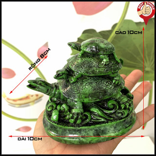 Tượng đá trang trí Rùa phong thủy - trang trí phong thủy bàn làm việc - Chiều Cao 10cm - Màu xanh lục bích