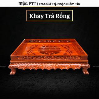 Khay Trà Chân Quỳ gỗ Hương Đá kích thước 37 x 27 x 11 cm đồ dùng uống trà , trang trí phòng khách