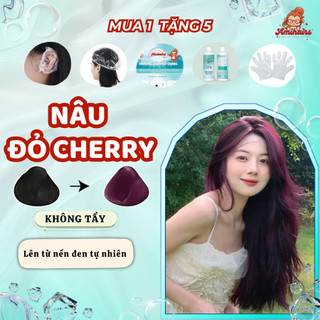 NÂU ĐỎ CHERRY AMIHAIRS [Tặng kèm 5 quà], Thuốc Nhuộm Tóc tại nhà Nâu Đỏ Cherry Amihairs, Thuốc Nhuộm Tóc Chất Lượng Cao
