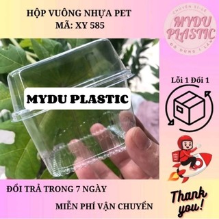 Hộp vuông nhựa pet [ ko chịu được nhiệt]-[ ms: xy585/set 10,50 hộp]