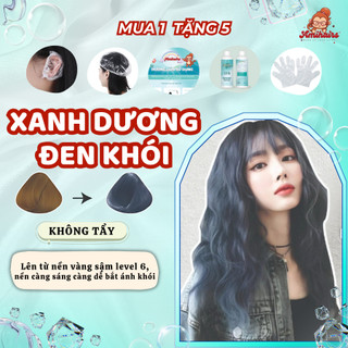 XANH DƯƠNG ĐEN KHÓI AMIHAIRS [Tặng kèm 5 quà], Thuốc Nhuộm Tóc tại nhà chất lượng cao Xanh Dương Đen Khói Amihairs