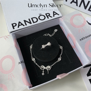 Set trang sức bạc nữ lắc tay và nhẫn bạc Umelyn Silver, thiết kế hình nơ xinh xắn chất liệu bạc s925 (tặng kèm Fullbox)