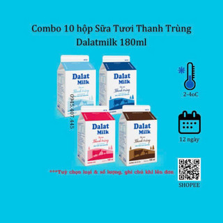 COMBO 10 HỘP SỮA TƯƠI THANH TRÙNG ĐÀ LẠT MILK 180ML (DALAT MILK 180ML)